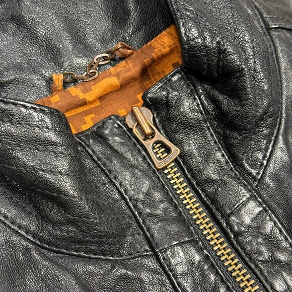 Hugo Boss Lamb Leather Jacket Motorcycle GR-Joetze Black Small - Picture 4 of 16